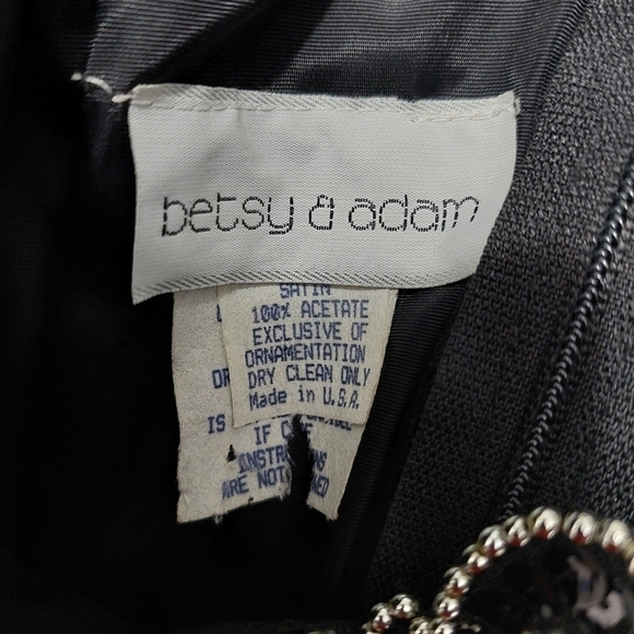 Betsy & Adam Black Sequin Short Puff sleeve Tulle Prom Cocktail Dress Sz 13 VTG - Picture 15 of 16